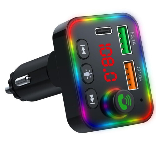 P4 Car FM Transmitter Bluetooth Hands-Free with Dual USB PD 1