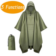 Adult Hooded Rain Poncho Green Unisex 1 Piece