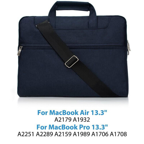 Bolsa de ombro para laptop, compatível com notebooks MacBook Pro/Air de 13 a 13,3 polegadas, capa tipo pasta com aba em poliéster, azul marinho. 1