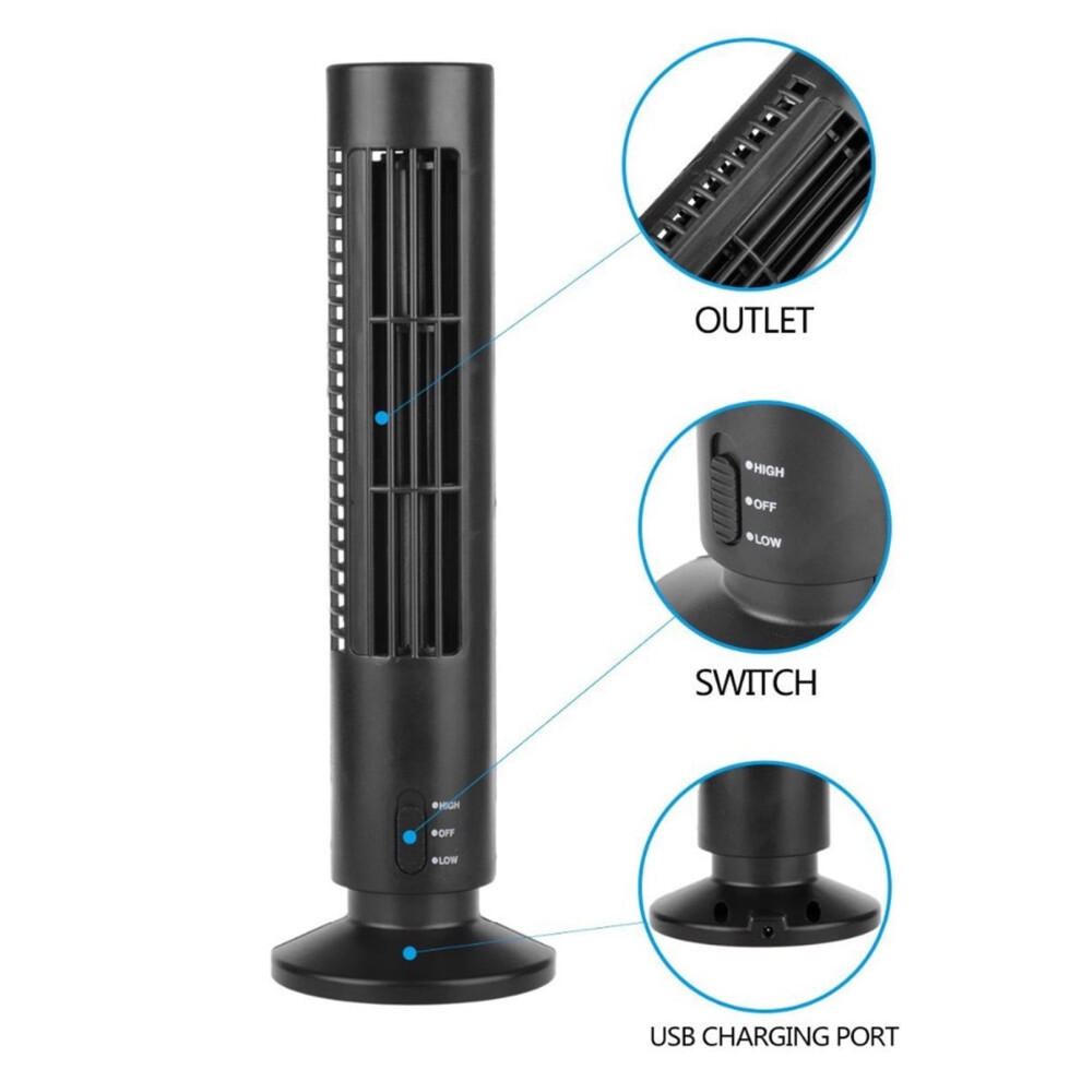 Quiet Tower Fan Black 3 Speed Oscillating 900223528919