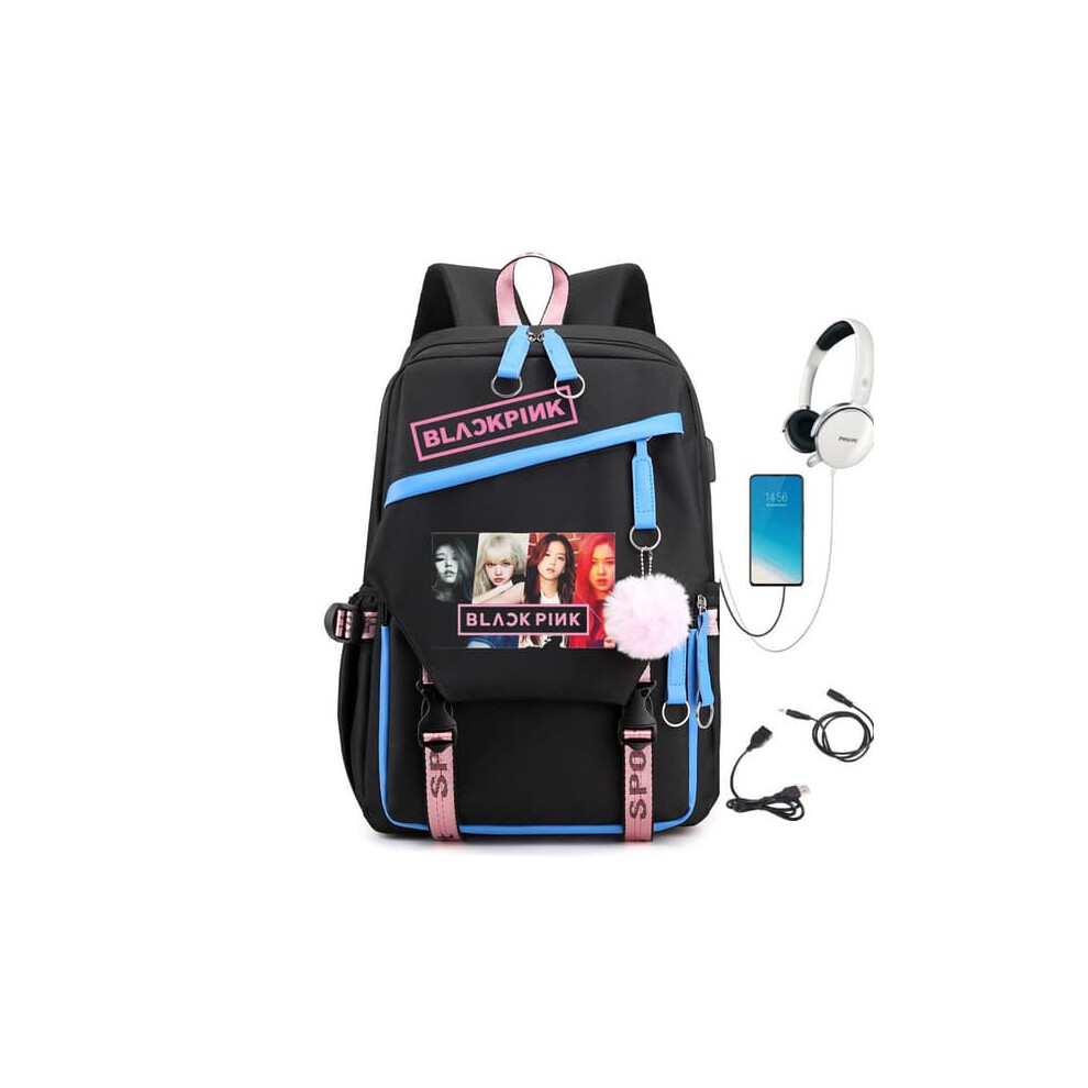 BLACKPINK backpack blue school bag for girls