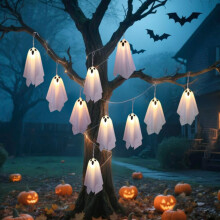 Halloween ghost string lights 10-LED battery-operated