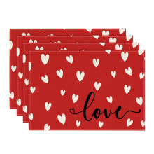 Red Heart Valentine Placemats Set of 4 12x18 Inch