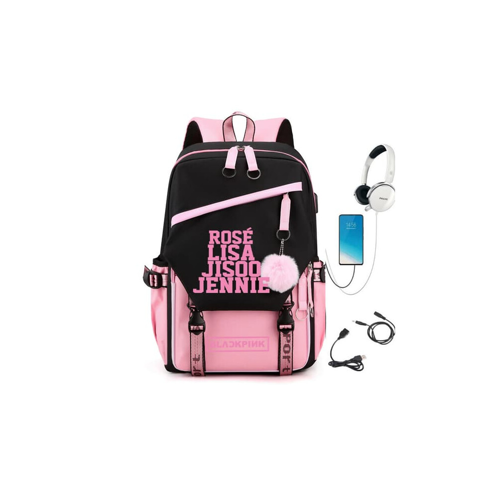 BLACKPINK backpack pink school bag 4 pcs