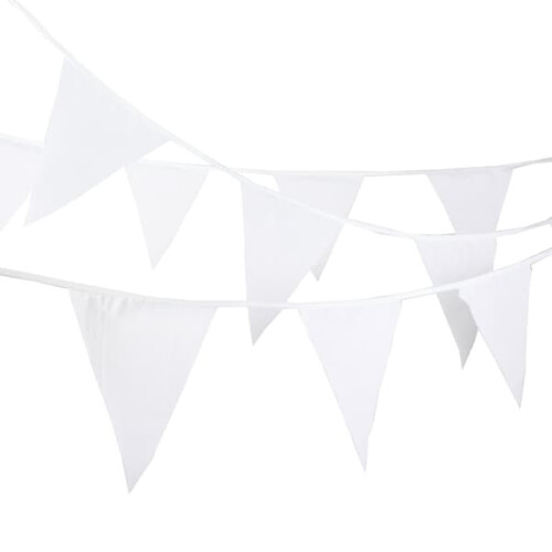 Fabric pennant garland white 10 meters 2