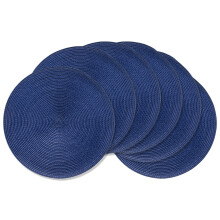Round Braided Placemats Set of 6 Blue 15 Inch