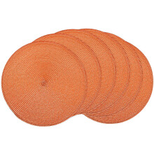 Round braided placemats set of 6, 15 inch, orange