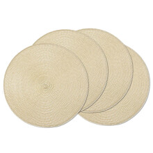 Round braided placemats set of 4 beige 15 inch
