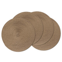 Round braided placemats set of 4, 15 inch, brown