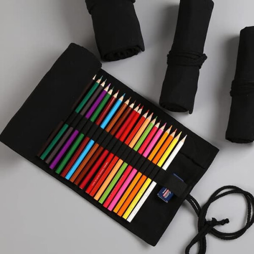 Pencil Case Organizer with 24 Slots for Colored Pencils and 1