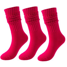 3 paia di calze morbide da donna, extra lunghe e arricciate, fino al ginocchio, confezione multipla
