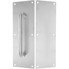 Poignée de porte industrielle robuste en acier argenté 10 x 30 cm — garniture porte inox, poignee porte entree