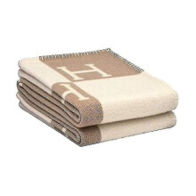 Checkered H-blanket cashmere-blend crocheted wool 135x170cm