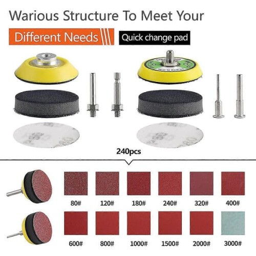 Sanding Paper Discs 50mm 80-3000 Grit 240pcs 2