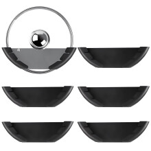 Organizador universal de tapas de ollas para armarios y sartenes. Soporte organizador que se adapta a tapas de 6" a 13". 6 piezas, color negro.