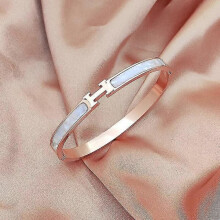 Rose Gold Titanium Steel Bracelet with H Charm