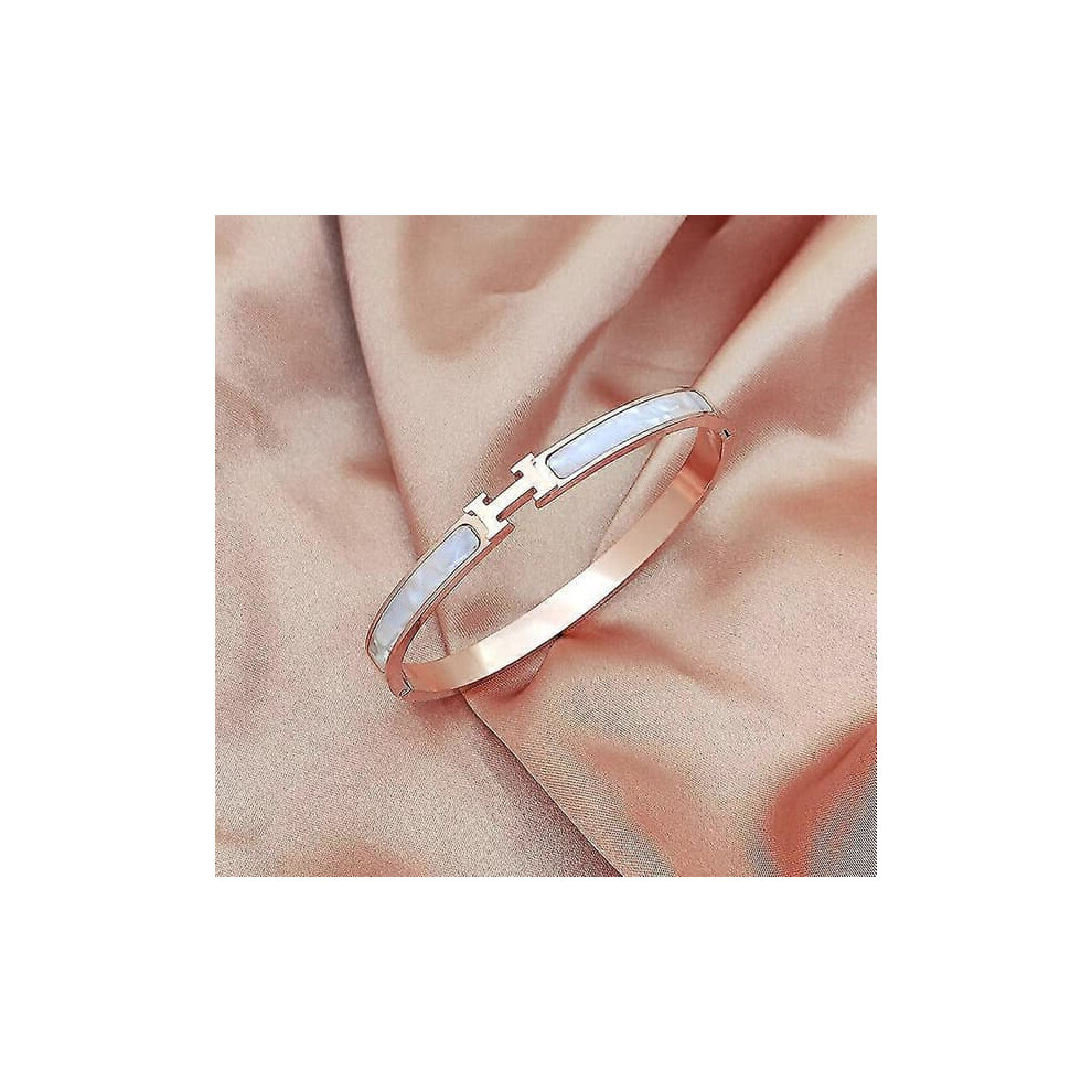 Rose Titanium Steel Bracelet With H Charm Gold 962029652946