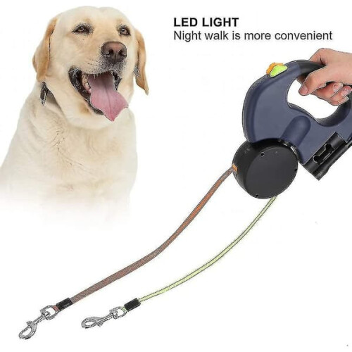 Double Foldable Dog Leash Gray 3M Two Cords 1