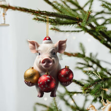 Lmueinov Kersthanger Acryl Varken Platte Auto Hanger Kerstboomversiering Kerstcadeaus voor Familie