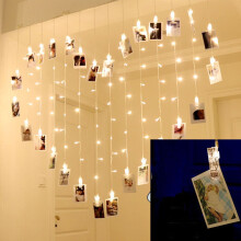 Liquidation ! Guirlande lumineuse Loyerfyivos 2 m (6,6 pi) à 40 LED avec pinces photo, blanc chaud, idéale pour la décoration de chambre, mariage,