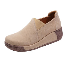 OAVQHLG3B Sapatos de estilo rocker com sola grossa, modernos e confortáveis, para mulheres, ideais para mães e mães. Sapatos casuais de couro.