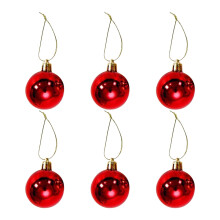 Red Christmas Balls 5cm Shatterproof 6 Pcs