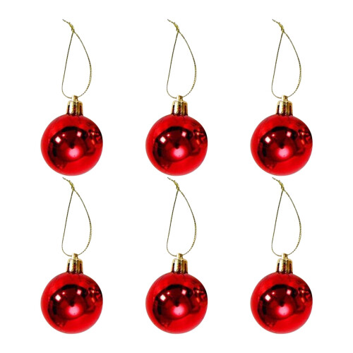 Red Christmas Balls 5cm Shatterproof 6 Pcs