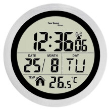 Digital bathroom wall clock IP4 waterproof silver 145x60mm