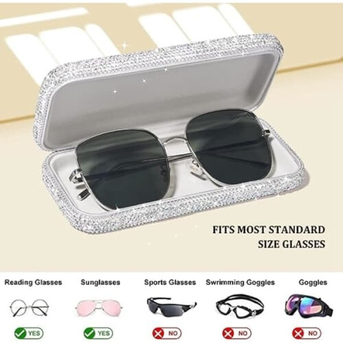 Glasses Case Hard Shell with Rhinestone Decor 1 Pack 2