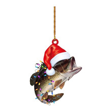 Green Bass Fish Christmas Ornament 2D Mini Tree Decoration