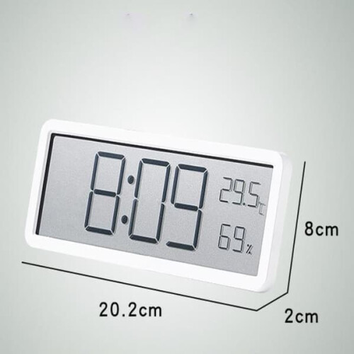 Digital Wall Clock with Humidity Display White 1