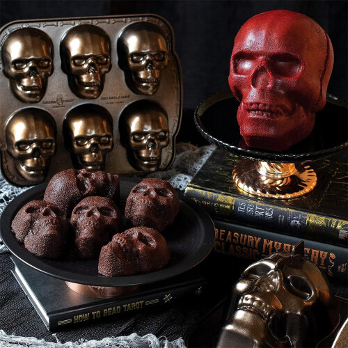 Μούχλα κρανίου για το Halloween, τρισδιάστατο κέικ και γλυκά από αλουμίνιο με 2