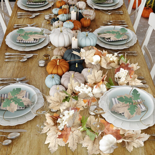 Maple Leaf Garland with Pumpkins and Berries 5.7FT 2
