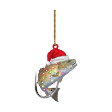 Green Bass Fish Christmas Ornament 2D Personalized