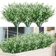 Zukuco 8PC Künstliche Lavendel-Kunstblumen, UV-beständig, geeignet für Außen- und Innendekoration, Veranda, Garten, Hochzeit, Bauernhaus (Weiß)