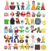 Compatibel met 48/Set Super Mario Family Luigi Yoshi Bowser Wario Peach Toad Daisy Figuren en Modellen Speelgoed