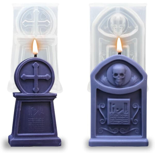 Gravestone candle mold silicone 2 pcs