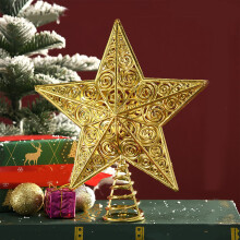 Étoile de Noël dorée à 5 branches avec lumières
