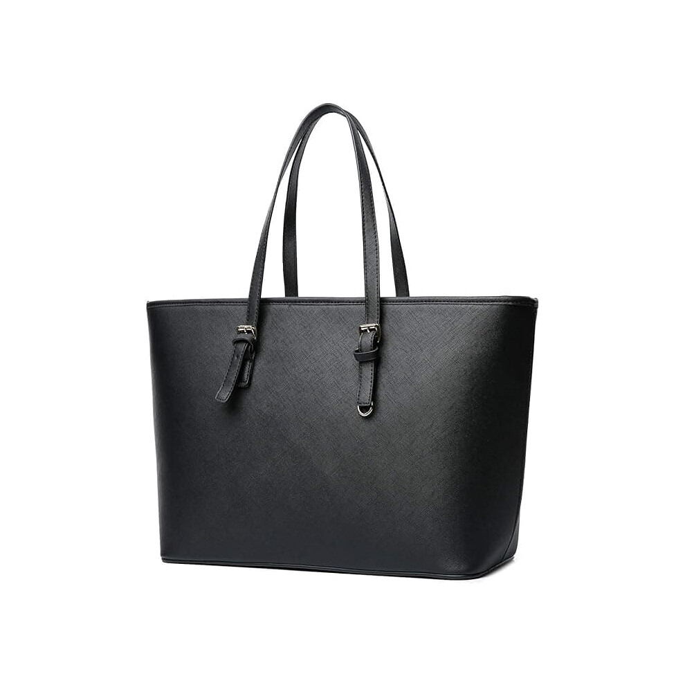 Women's Classic Elegant Black Shopper Handbag 962125310368