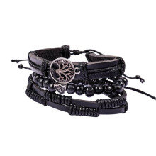 Black Bracelet Set 4 Pieces One Size