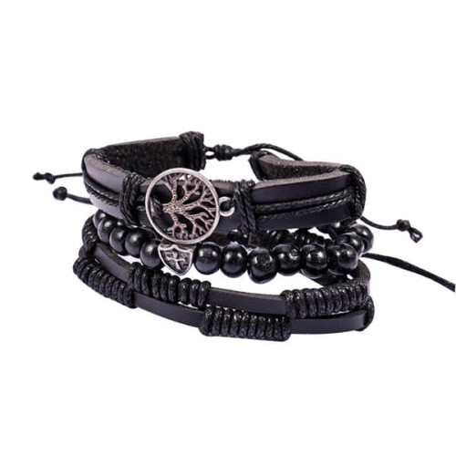 Black Bracelet Set 4 Pieces One Size