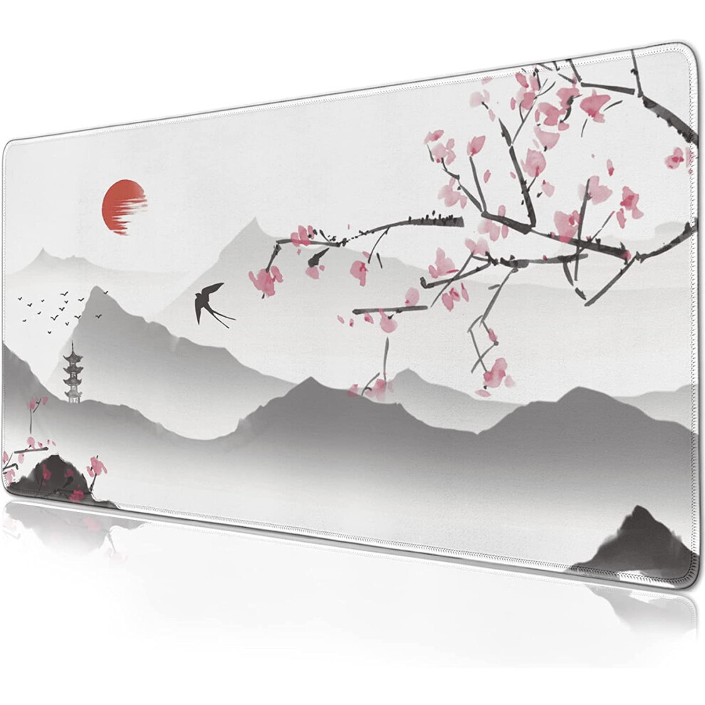 Cherry Blossom Mouse Pad Japanese Sakura Design 35.4X15.7 In White 972745926641
