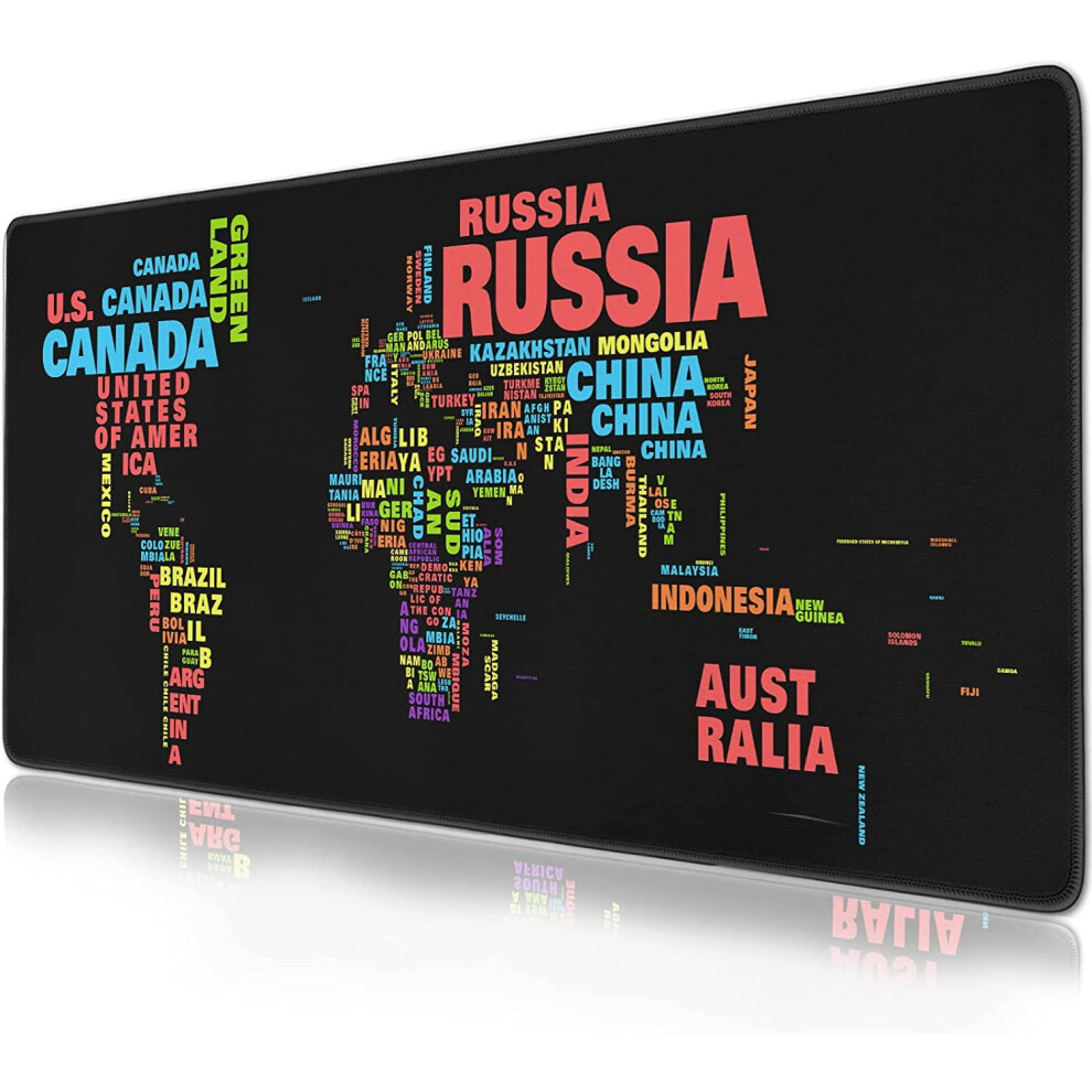 World Map Mouse Pad Non-Slip Rubber Base 31.5X11.8 In 972745926528