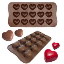Heart Ice Mold Chocolate Jelly Praline Brown 15 pcs