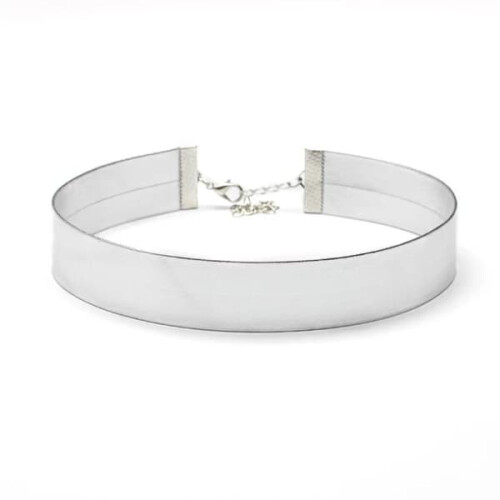 Silver metallic choker necklace one piece