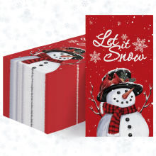 Sm: )e Serviettes de Noël en papier « Let it Snow » avec bonhomme de neige, 100 pièces, jetables, rouges, pour invités.