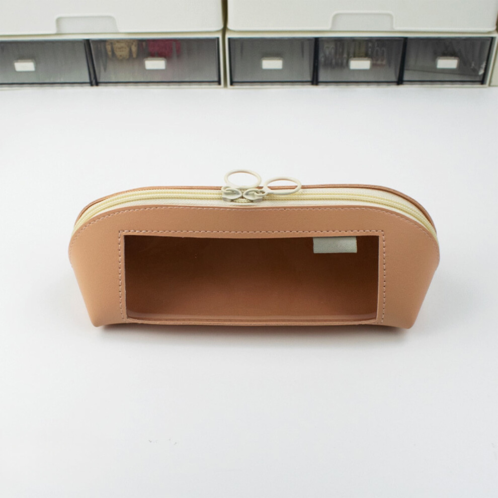 Small transparent PU makeup bag with zipper, 1 piece
