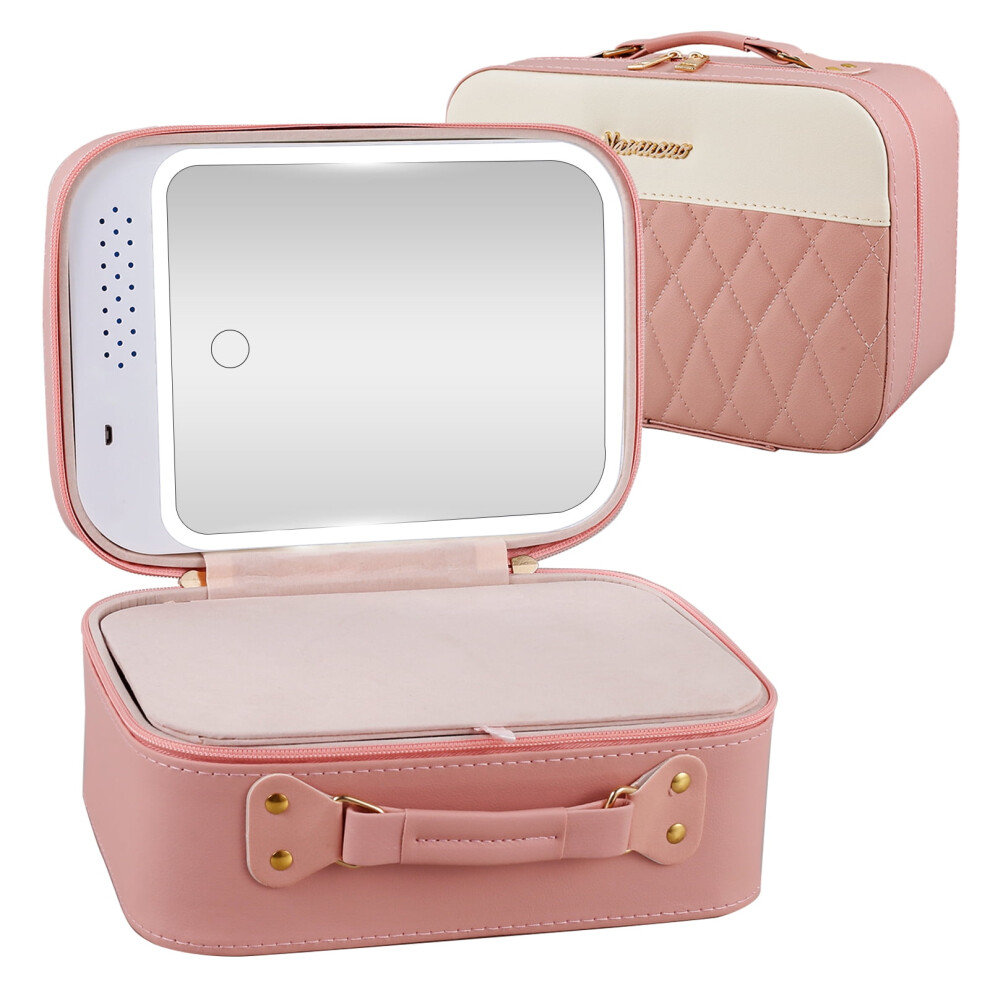 Travel makeup bag with LED mirror PU leather 3 brightness