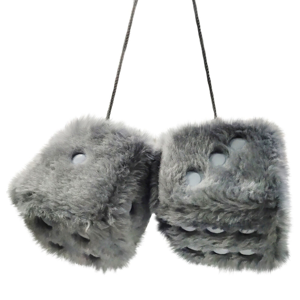 Fuzzy Dice Car Mirror Hanging Decor With Leather Dots 2.95 Black 940684073641