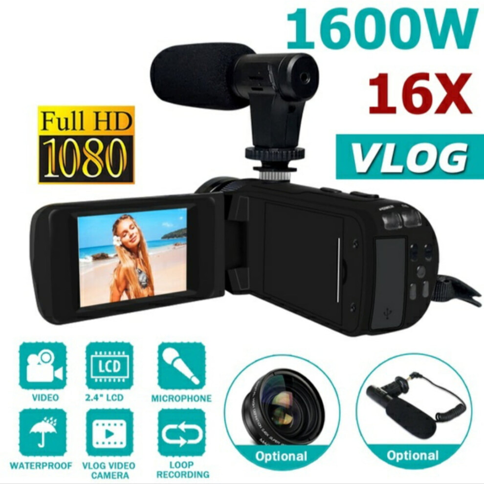 Digital Video Camera 1080P 16Mp With Microphone Black 940684078127